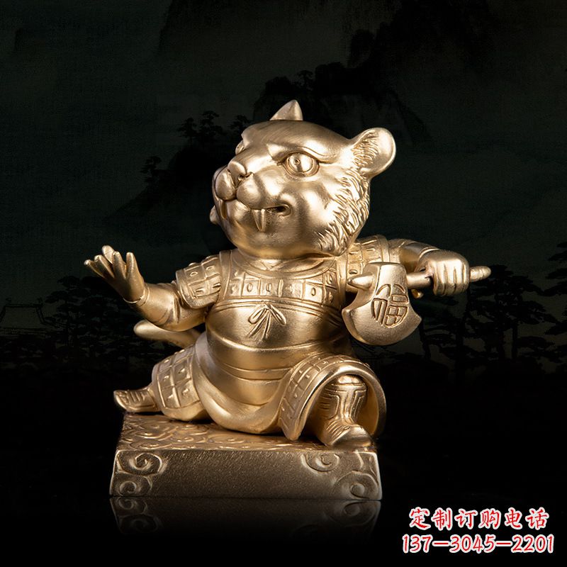 12生肖动物之福虎纯铜雕塑摆件