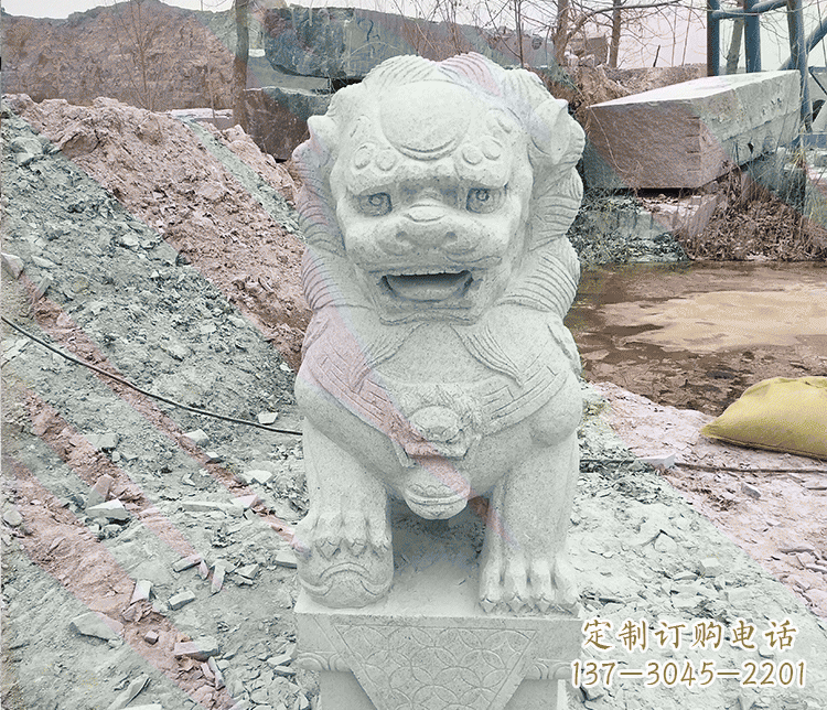 公园踩绣球狮子动物石雕
