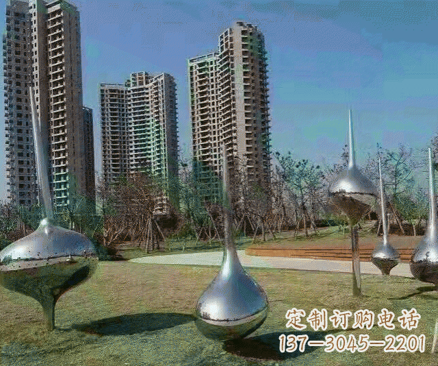 小区不锈钢抽象陀螺雕塑