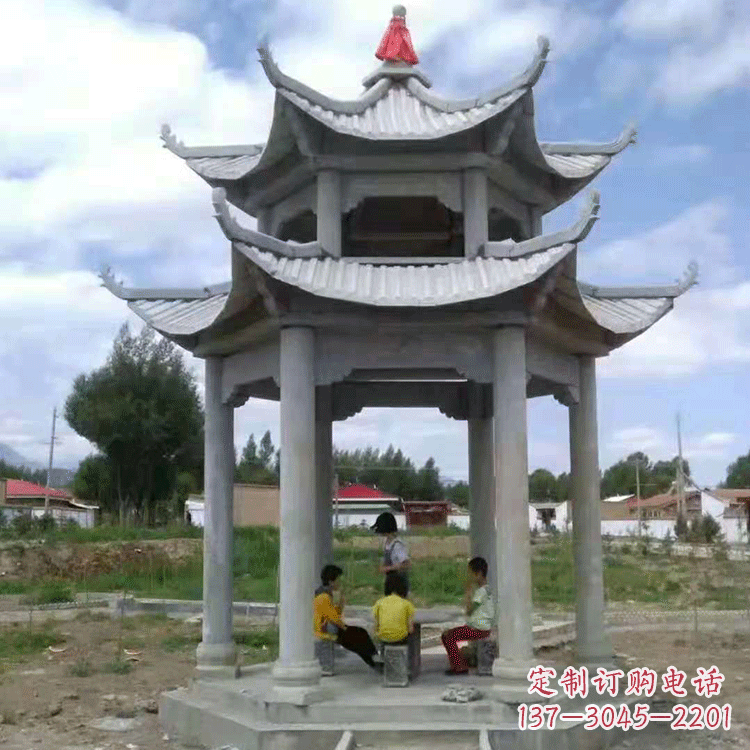 中式庭院石凉亭