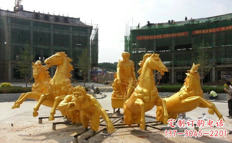 阿波罗战车玻璃钢仿铜景观雕塑