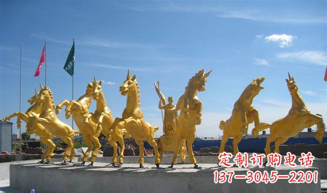 阿波罗战车玻璃钢仿铜景观雕塑