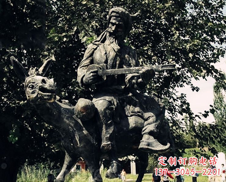 阿凡提和小毛驴公园景观铜雕