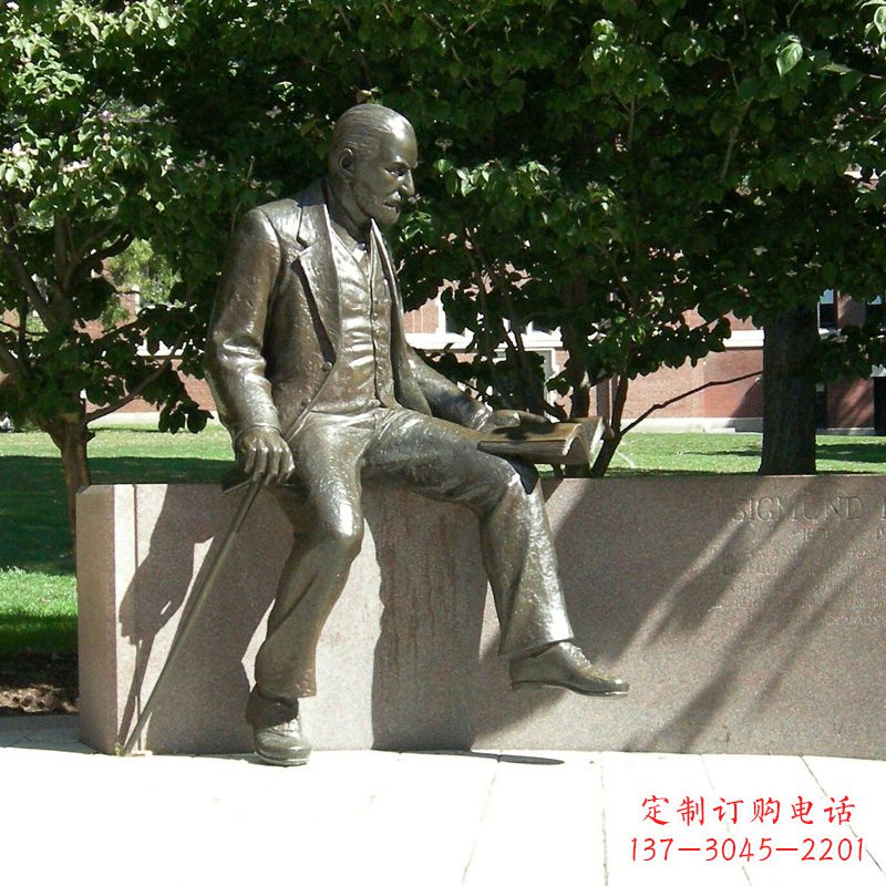 奥地利精神病医师纯铜弗洛伊德情景雕塑