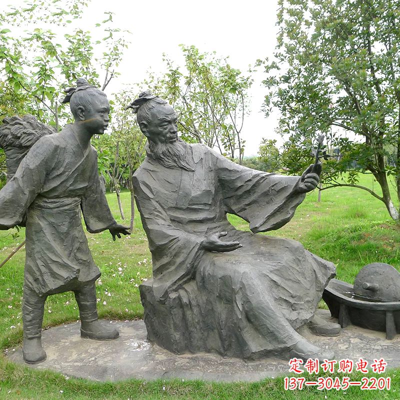 八大山人情景雕塑-中国明末清初知名画家朱耷公园情景小品