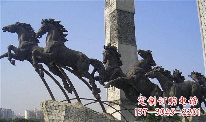 八马奔腾广场景观铜雕
