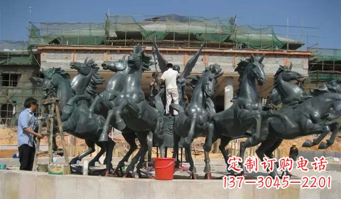 八马踏浪阿波罗战车景观铜雕