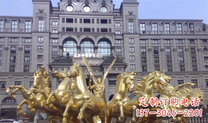八匹马阿波罗战车酒店景观铜雕