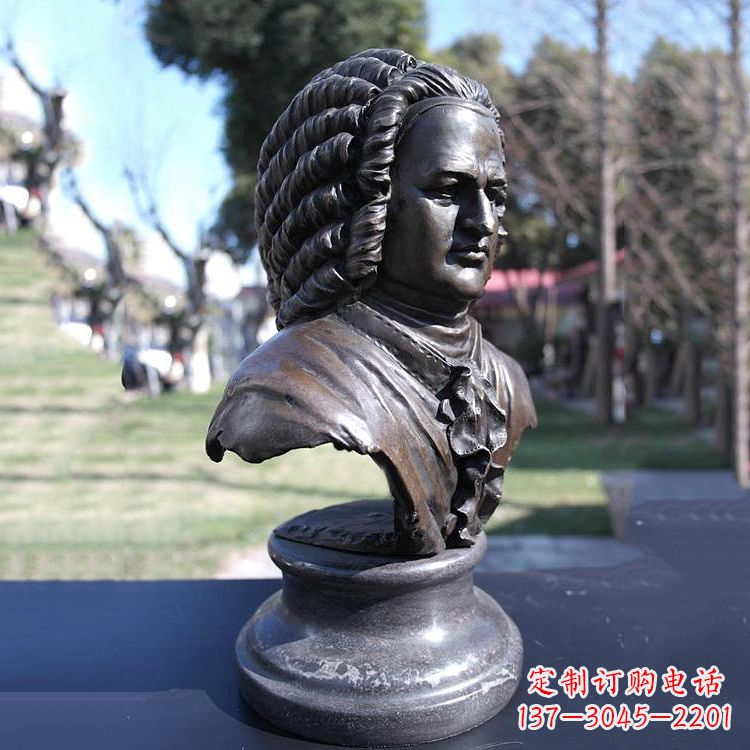 巴赫头像铜雕德古巴洛克时期作曲家胸像雕刻 巴赫头像铜雕德古巴洛克时期作曲家胸像雕刻