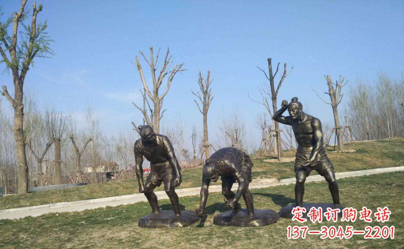 拔草人物公园景观铜雕