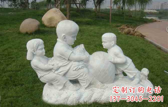 拔萝卜的儿童石雕
