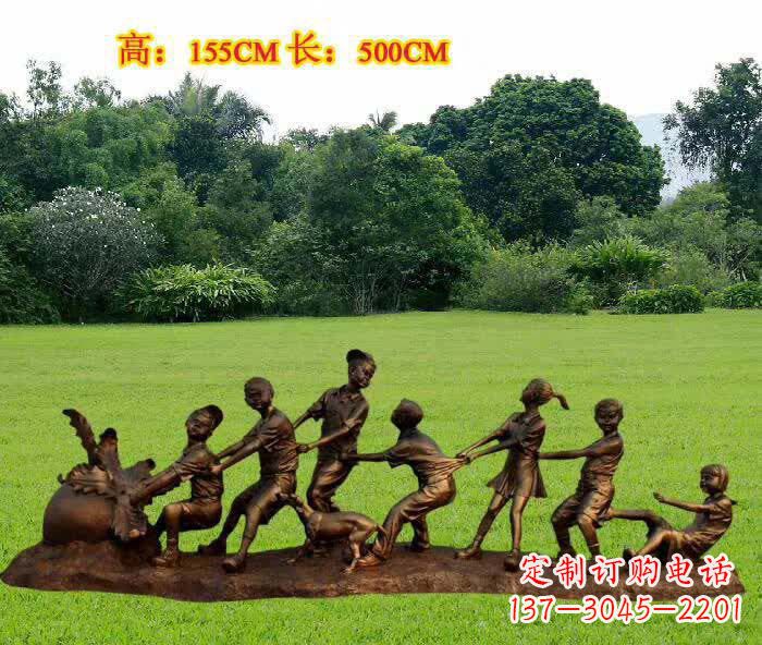 拔萝卜人物铜雕1
