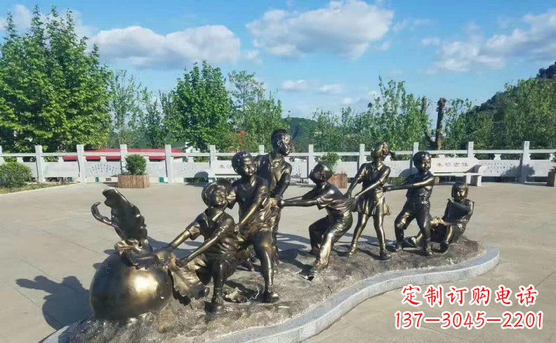 拔萝卜人物铜雕 (2)