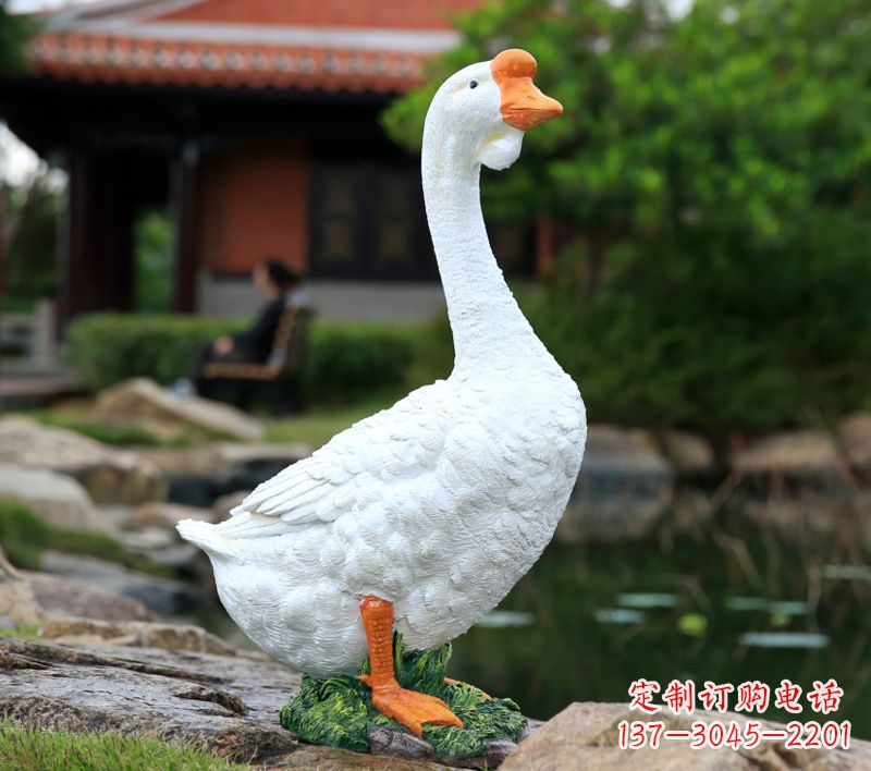 白色不展翅仿真大白鹅