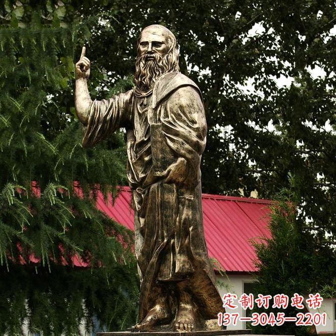 柏拉图玻璃钢仿铜雕像-世界名人古希腊著名哲学家雕塑