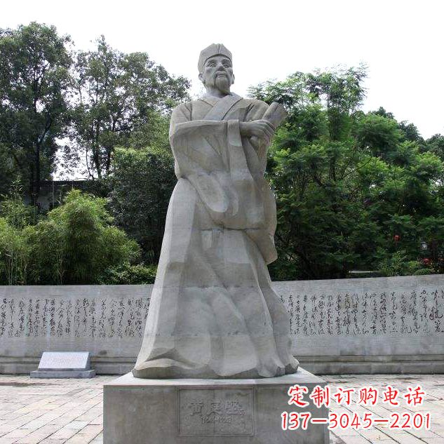 北宋著名文学家书法家,24孝“涤亲溺器”人物黄庭坚石雕像