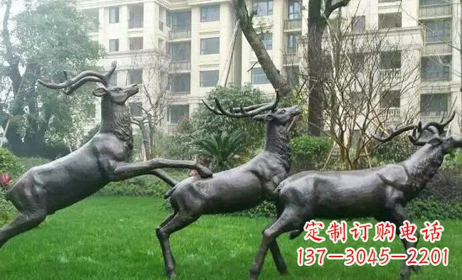 奔跑的鹿公园景观铜雕