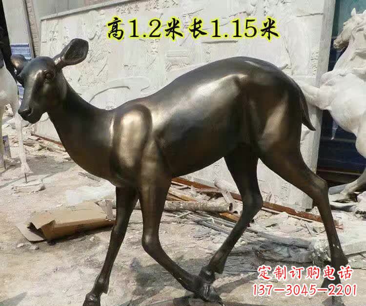奔跑的小鹿铜雕 (2)