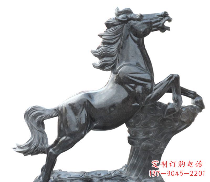 奔跑黑马石雕公园动物摆件