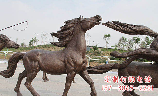 奔腾的马公园景观铜雕