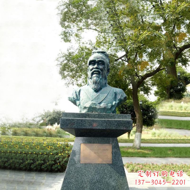 扁鹊石雕头像-公园中国古代十大名医历史著名医学人物雕塑