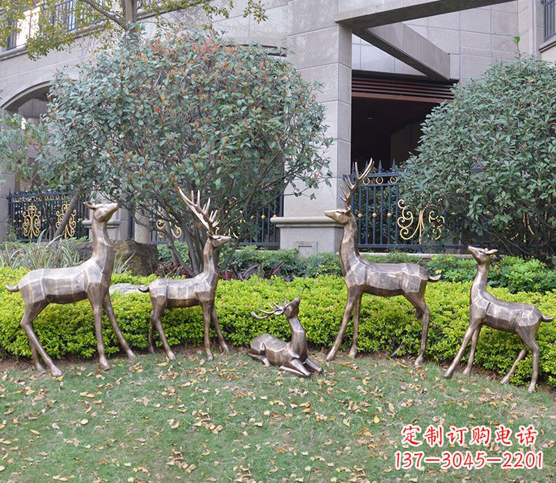 别墅几何铜鹿雕塑