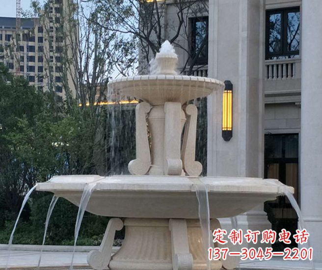 别墅景观汉白玉喷泉石雕 (2)