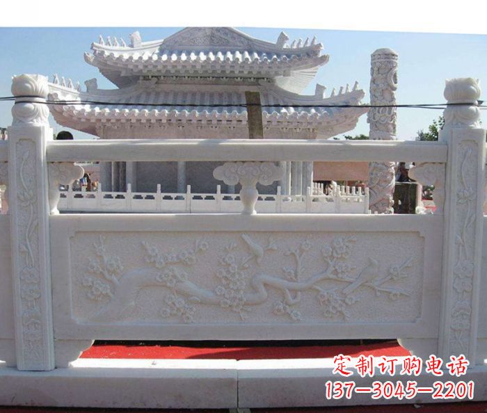 别墅景观汉白玉石浮雕栏板