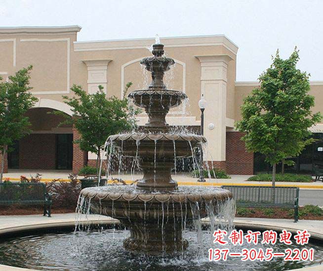 别墅景观石雕多层喷泉雕塑 (3)