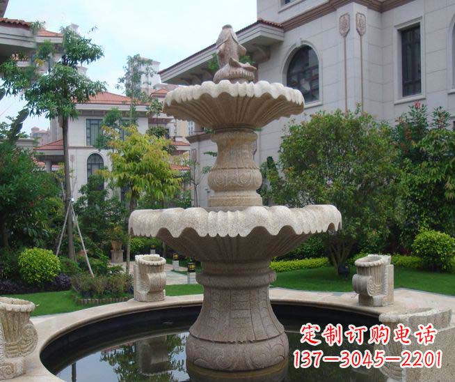 别墅景观石雕多层喷泉雕塑