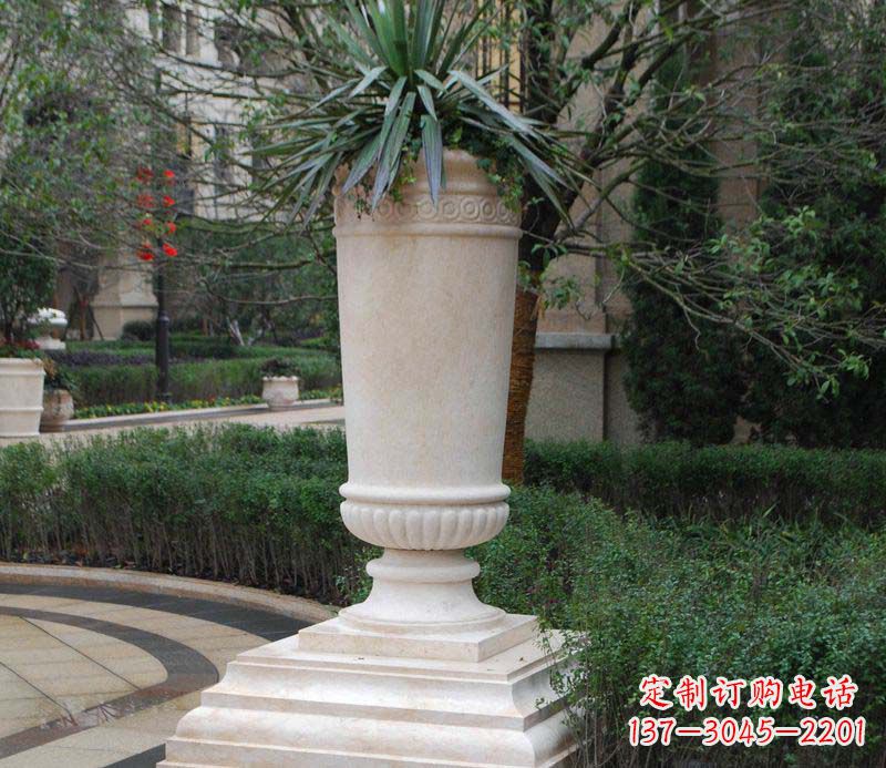 别墅景观石雕花盆