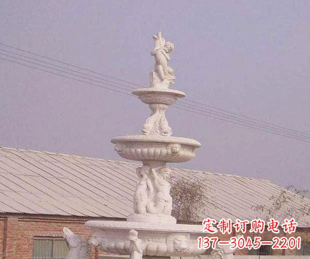 别墅景观天使喷泉石雕 (2)