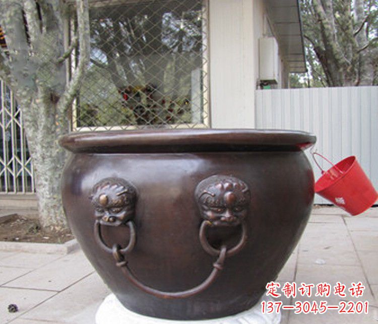 别墅招财水缸铜雕塑摆件 (2)