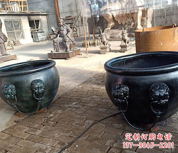 别墅招财水缸铜雕塑摆件 (3)
