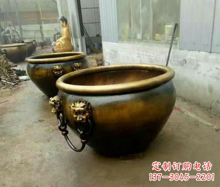别墅招财水缸铜雕塑摆件 (4)