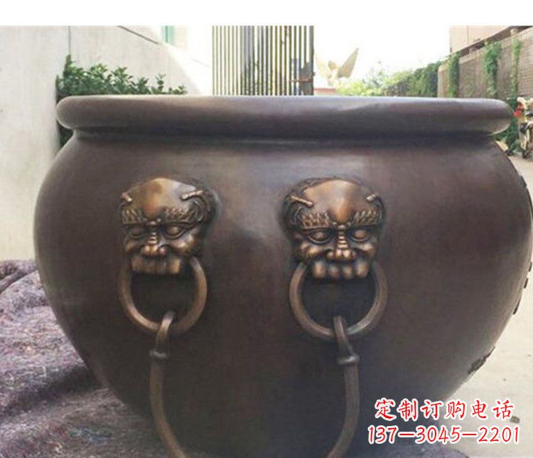 别墅招财水缸铜雕塑摆件