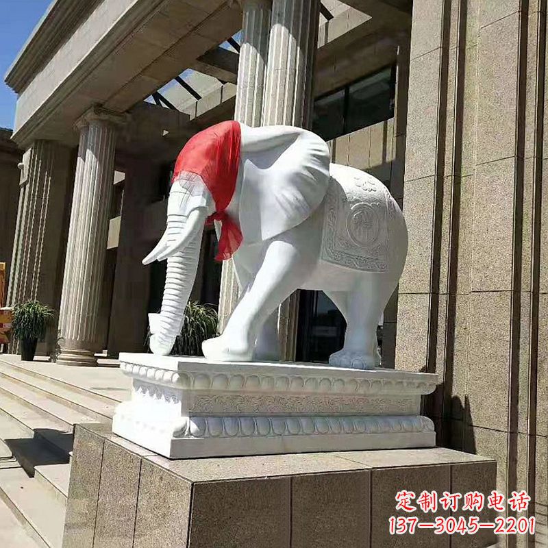 宾馆酒店看门大象汉白玉吉祥动物石雕
