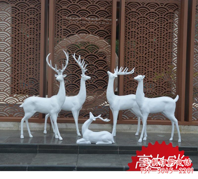 白鹿雕塑 - 玻璃钢/白鹿 白鹿雕塑 - 玻璃钢/白鹿