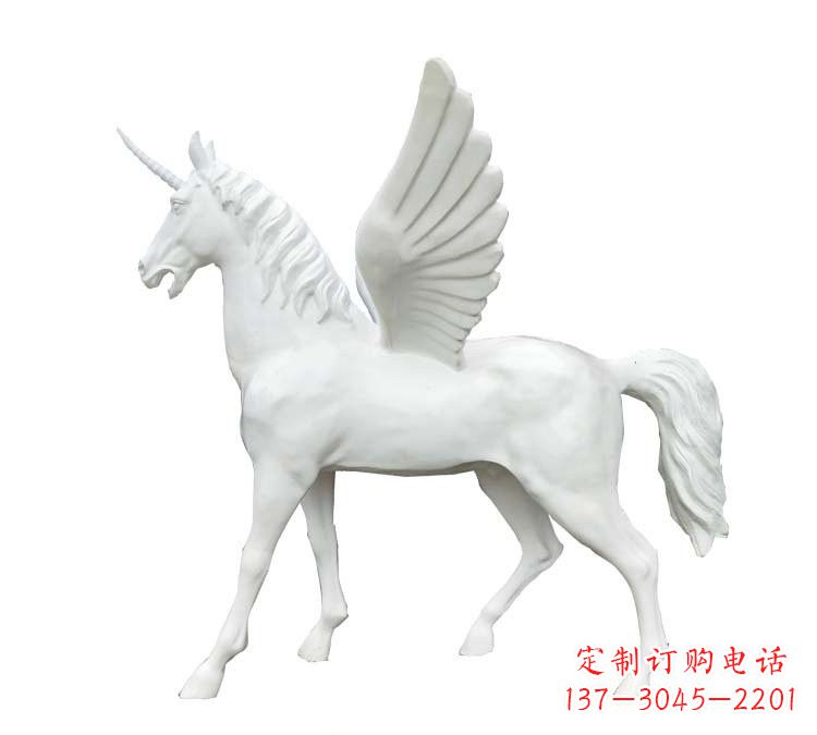 玻璃钢白色飞马雕塑