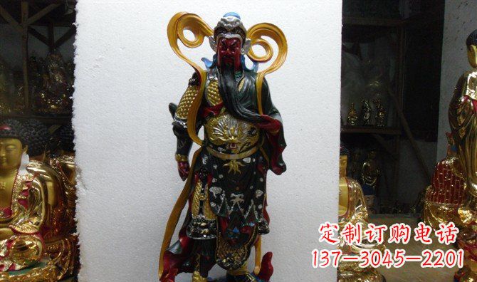 玻璃钢彩绘持刀关公