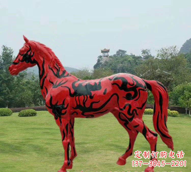 玻璃钢彩绘马雕塑 (2)