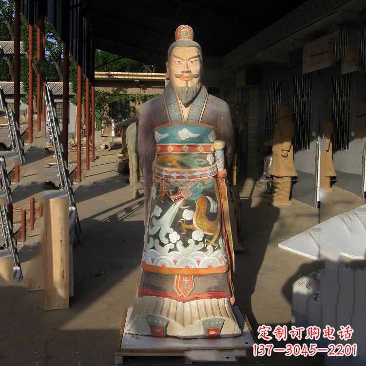 玻璃钢彩绘秦始皇塑像