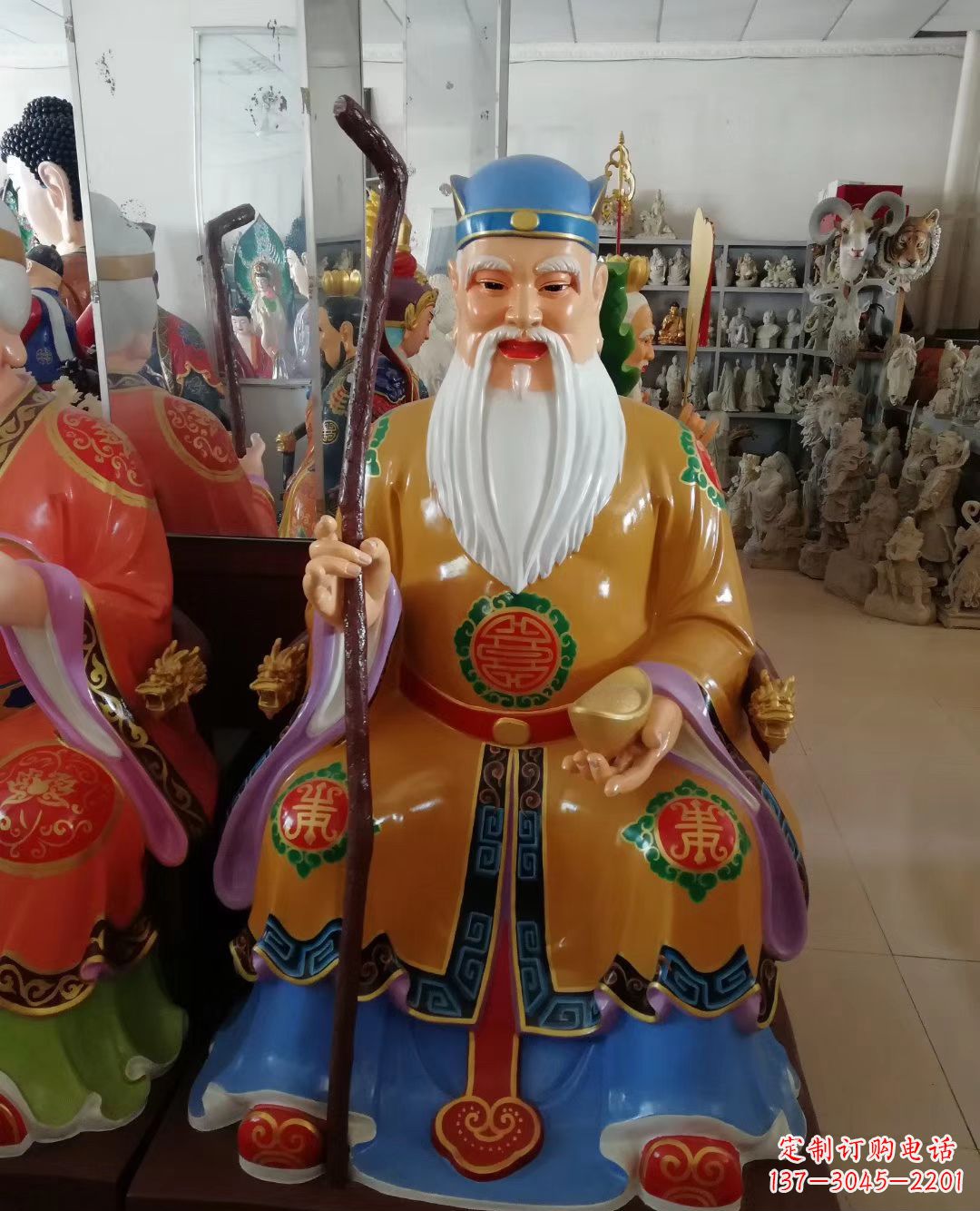 玻璃钢彩绘神像土地公雕塑