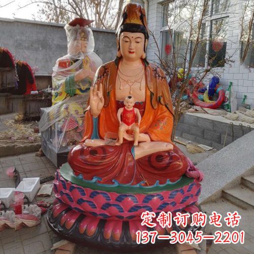 玻璃钢彩绘送子观音雕塑 玻璃钢彩绘送子观音雕塑