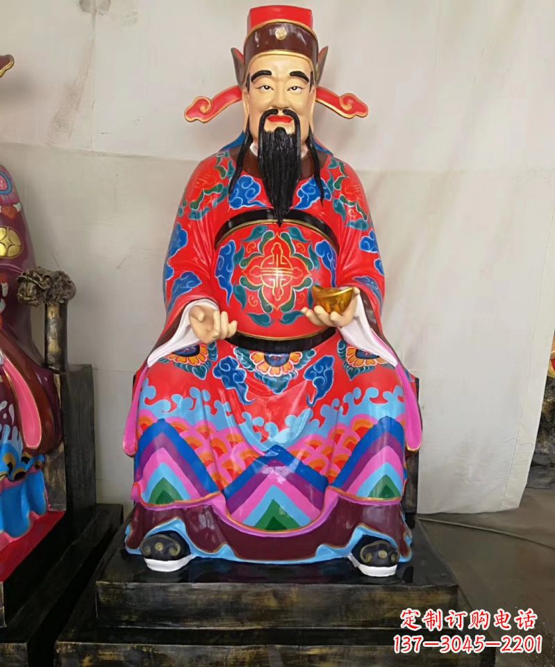 玻璃钢彩绘文财神神像雕塑 玻璃钢彩绘文财神神像雕塑