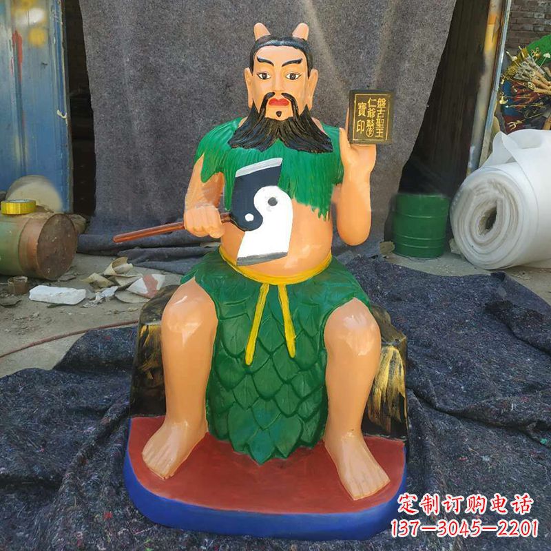 玻璃钢彩绘五榖神农大帝雕像