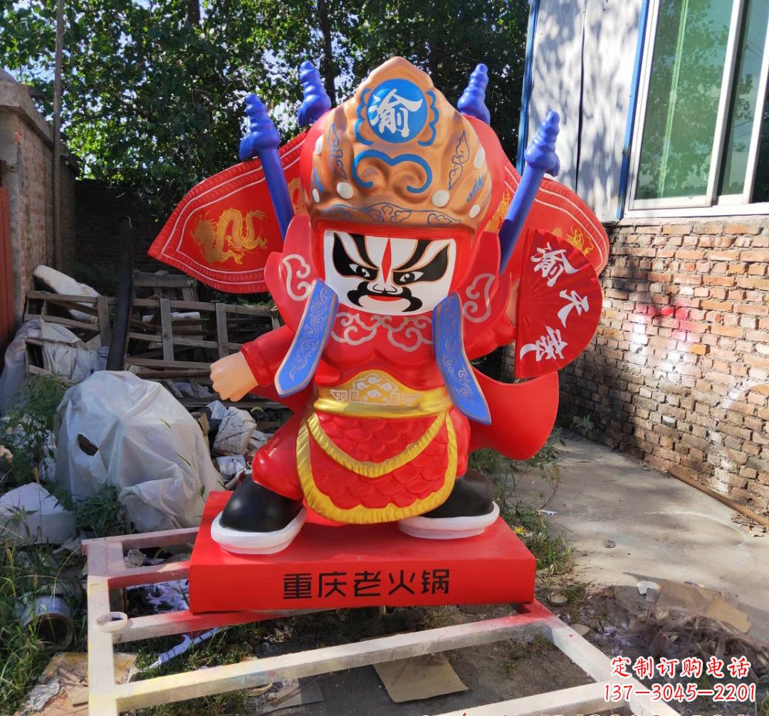 玻璃钢彩绘戏曲人物雕塑