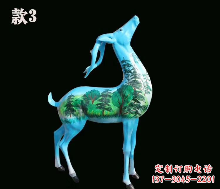 玻璃钢彩绘艺术小鹿雕塑