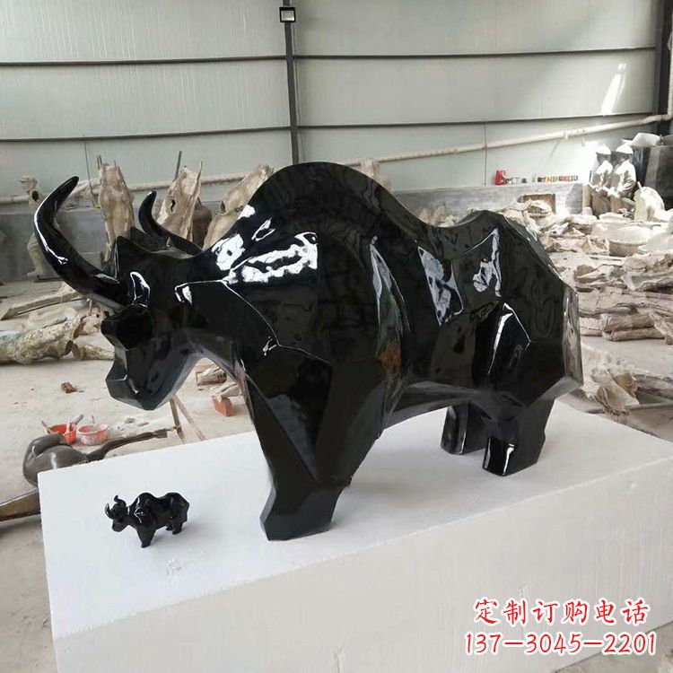 玻璃钢抽象动物牛雕塑工艺品景观摆件