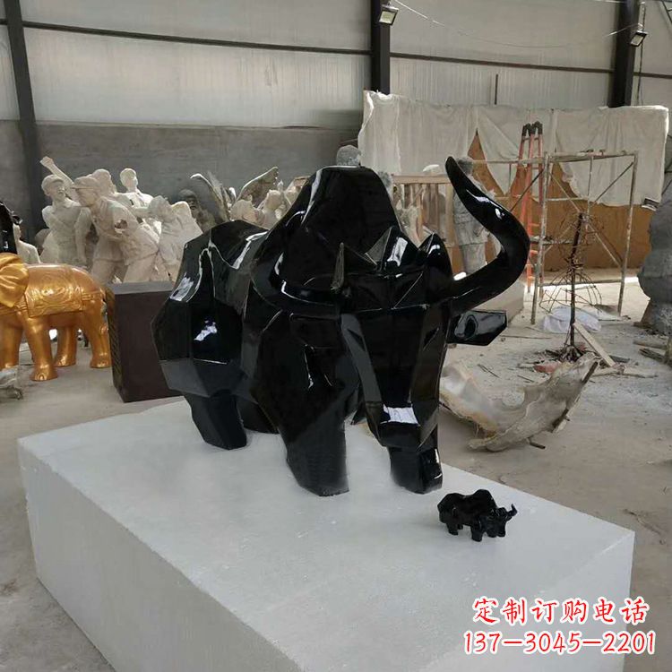 玻璃钢抽象牛雕塑工艺品 (3)